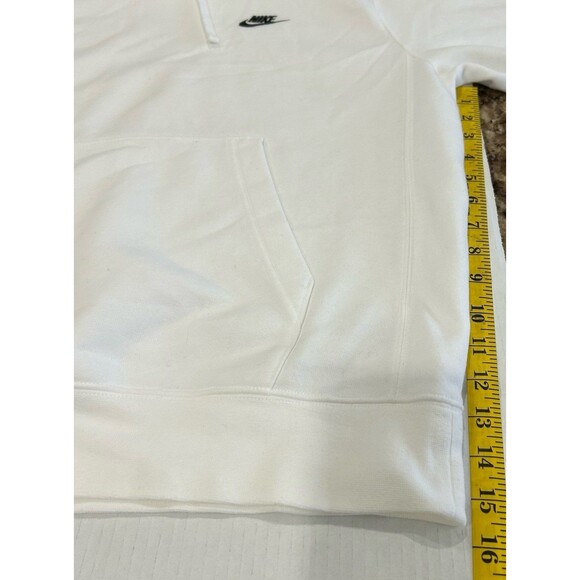 Nike Sweatshirt Men's Size M White Embroidered Swoosh Fleece Pullover Hoodie - Picture 7 of 10